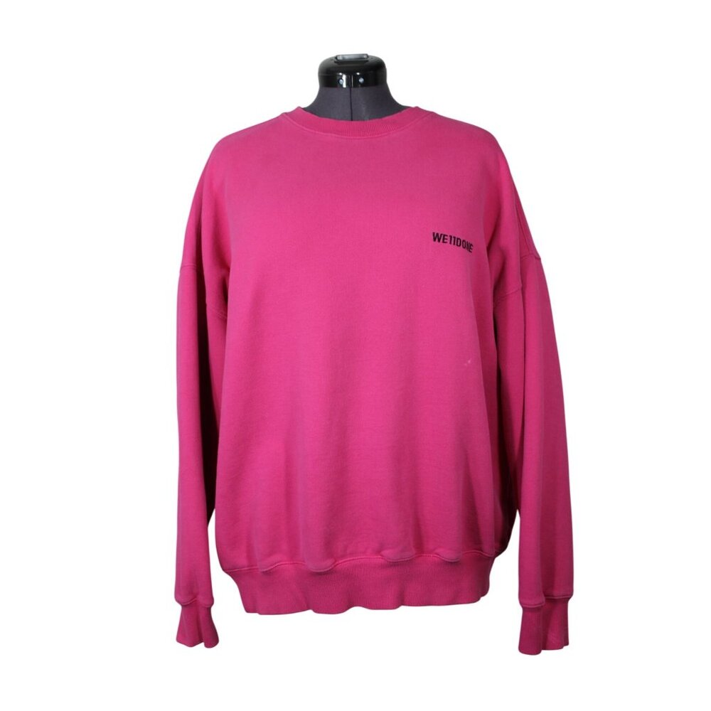 We11done women's crew neck oversized fit‎ round logo hot pink sweatshirt L